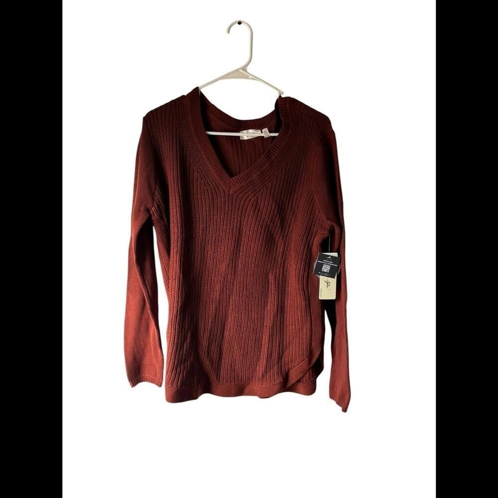 Cozy V-Neck Knit Sweater - Rust Red RD Style‎